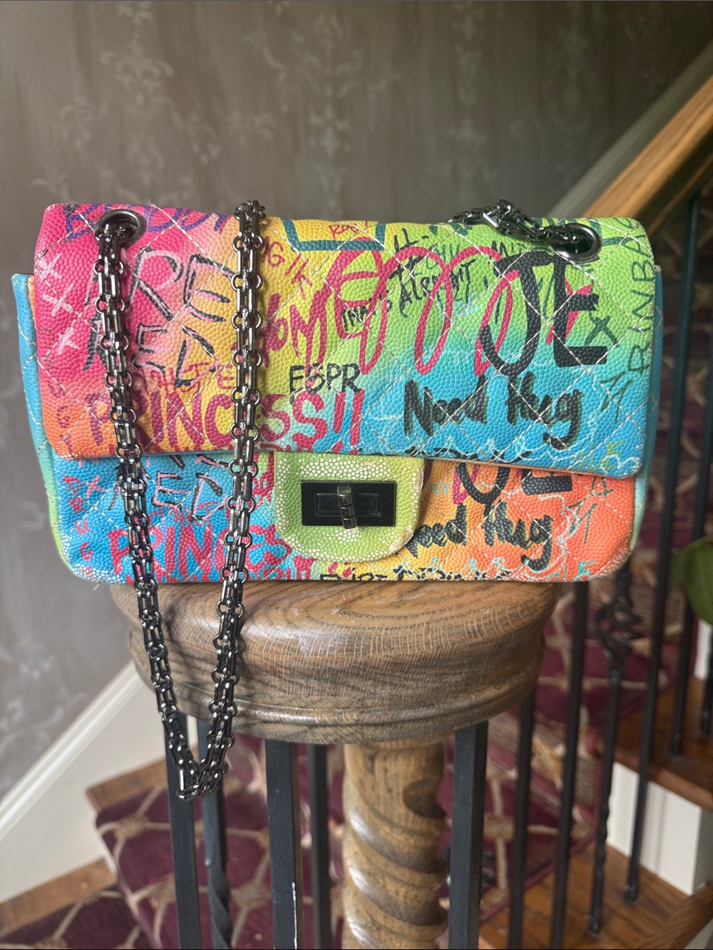 PASSION PIRATE ladies, graffiti printed purse preowned shows a few signs of wear - Picture 7 of 12